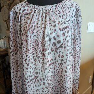 Talbots Leopard Pink, Silver, gray Print Women's Top